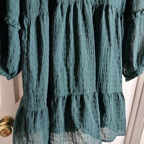 Mare Mare x Anthropologie Anne Teal Green Tiered Dress Size Medium - Picture 3 of 8